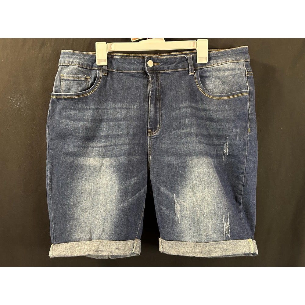 Shein Curve Shorts 4XL 22 Plus Denim Jean Bermuda Rolled Cuff Distressed Stretch